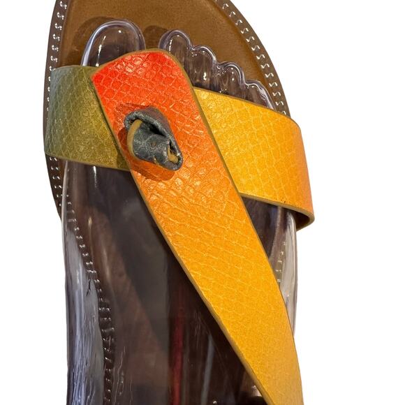 Franco Sarto Glenni Rainbow Multi Snake Print Faux Leather Sandals Size 7M - Picture 11 of 15